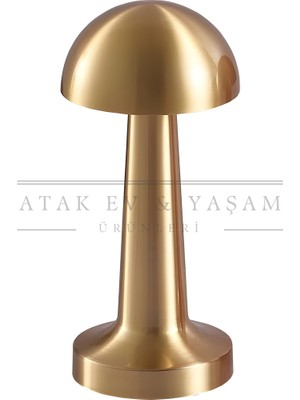 PremiumPort Mantar Tasarımlı LED Masa Lambası, 3 Renk, Ayarlanabilir Parlaklık, Şarjlı