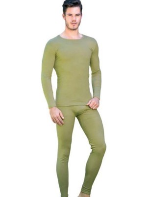 Tutku Poky Erkek Alt Üst Uzun Kollu Termal Takım-Haki-Xl