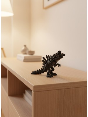 E-Woman Eklemli Hareketli Dinazor Figürü Siyah – Dekoratif Masa Üstü Oyuncak - Lisinya