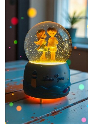Hediye Fikri El Ele Kar Küresi – Işıklı, Müzikli, Püskürtmeli Büyük Boy 16 cm