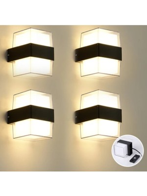 PremiumPort 4'lü LED Duvar Lambası Seti, 12W, Gün Işığı, Su Geçirmez, Iç-Dış Mekan