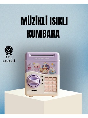 E-Woman Işıklı Sesli Şifreli Otomatik Para Çeken Kumbara Mor - Lisinya