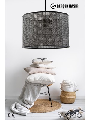 PremiumPort Şık Siyah-Beyaz Hasır Sarkıt Avize ile Modern Dekorasyon Tamamdır