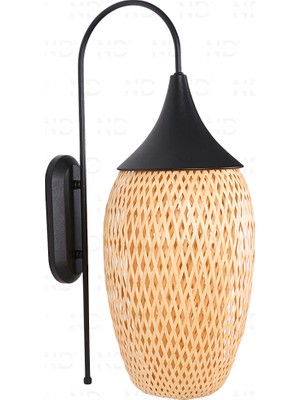 PremiumPort Modern Siyah Bambu Aplik 23X37X60 Cm, Şık ve Şeffaf Tasarım