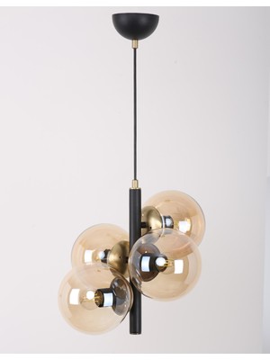 PremiumPort Şık Siyah Eskitme Bal Camlı Avize, Modern ve Zarif Tasarım