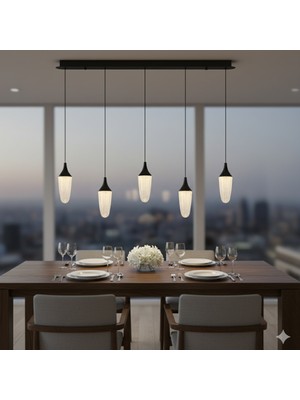 PremiumPort Modern 5'li Sıralı Avize, Şık ve Aydınlatıcı Tasarım