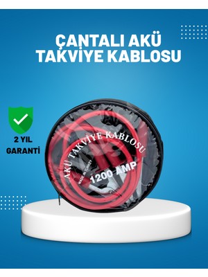 E-Woman 1200 Amper Akü Takviye Kablosu 2 Metre Izoleli Bakır Uçlu - Lisinya