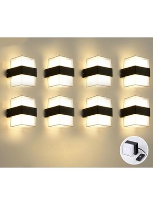 PremiumPort 8 Adet LED Duvar Lambası 12W Gün Işığı Su Geçirmez Iç&dış Aydınlatma