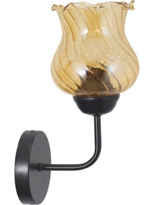 PremiumPort Şık Siyah Aplik, Rustik ve Modern Tarz, Marul Cam Detaylı, Evinize Şıklık Katın