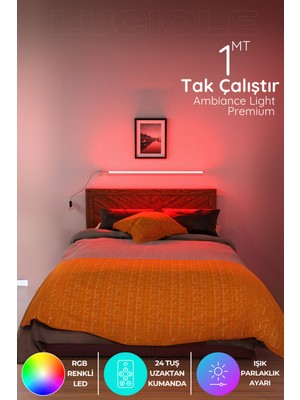 PremiumPort Tv Üstü LED Lambader, Uzaktan Kumandalı, Renkli Animasyon, Yapışkanlı, Bedlight