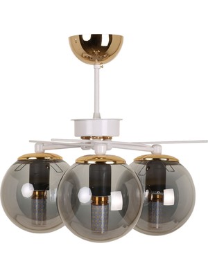 PremiumPort Şık Üçgen Beyaz Gold ve Füme Camlı Modern Avize, Zarif Aydınlatma