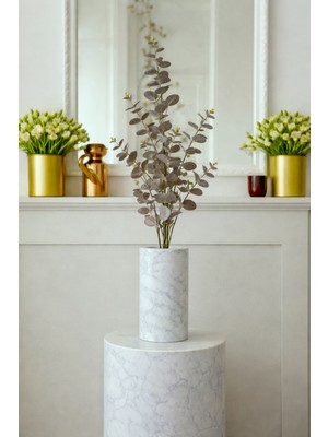 Madame Nazar Üstün Kalite Gerçekçi Okaliptus Yapay Çiçek 1 Dal - 93 cm (Kahverengi) Solmaz, Vazo ve Salon Dekoru