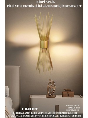 PremiumPort Eskitme Kirpi Aplik, Pilli LED Duvar Lambası, Anahtarlı Elektrikli Işık