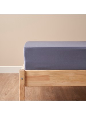 Bella Maison %100 Pamuk Saten Supreme Basic Tek Kişilik Lastikli Çarşaf Mavi (100X200X35 Cm)