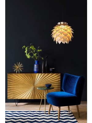 PremiumPort Şık Bej Dekoratif Avize Sarkıt Abajur Lambader Şapkası