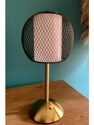 PremiumPort Gold Renkli Şık Masa ve Gece Lambası, LED Aydınlatma, Dekoratif Abajur