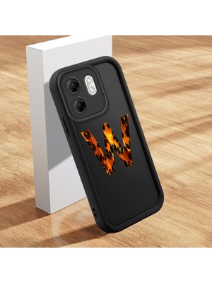 HONTINGA Infinix Hot 50I ile Uyumlu Kılıfı Düşüme Önleyici Basitlik Anti Düşme Kamera Korumali Harf W ve Harf x Siyah Desen Yumuşak Silikon Telefon Kılıfı Kadın ve Erkek Için Uygundur K2-0367