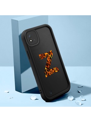 HONTINGA Realme C11 2021 ile Uyumlu Kılıfı Düşüme Önleyici Basitlik Anti Düşme Kamera Korumali Harf Y ve Harf Z Siyah Desen Yumuşak Silikon Telefon Kılıfı Kadın ve Erkek Için Uygundur K2-0368