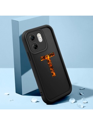 HONTINGA Infinix Hot 50I ile Uyumlu Kılıfı Düşüme Önleyici Basitlik Anti Düşme Kamera Korumali Harf S ve Harf T Siyah Desen Yumuşak Silikon Telefon Kılıfı Kadın ve Erkek Için Uygundur K2-0365
