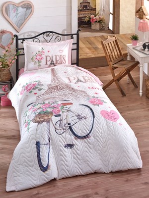 Clasy Paris Love Kapitoneli Hermevsim Set Tek Kişilik Pembe