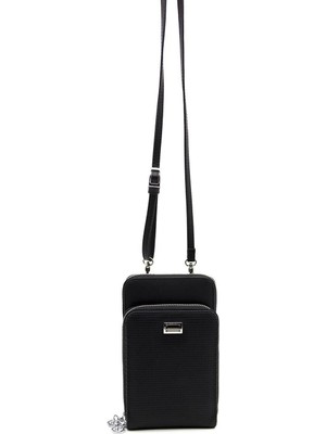 Silver & Polo Siyah - Siyah SP1011 Kadın Askılı Cüzdanlı Telefon Çantası