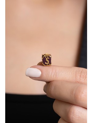 Bayar Gold 14 Ayar Altın Kafesli Bordo Boncuk S Harf Kolye Ucu