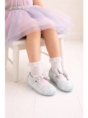 Minibonito Kız Çocuk Parlak Desenli Fiyonklu Babet