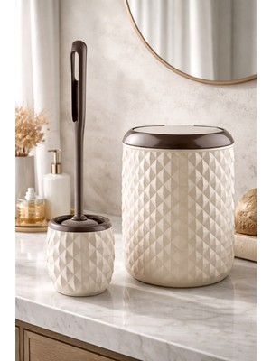 Decorev Ananas Desenli 2’li Banyo  Kovası ve Tuvalet Fırçası Seti