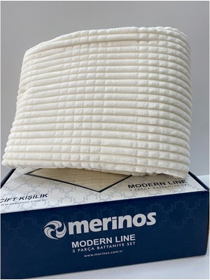 Merinos Modern Line 2 Parça Tek Kişilik Battaniye Seti - Kemik