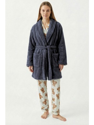 Sevim Şal Yaka Wellsoft Sabahlık & Peluş Bornoz-Yumuşak, Polar Unisex Sabahlık-Antrasit