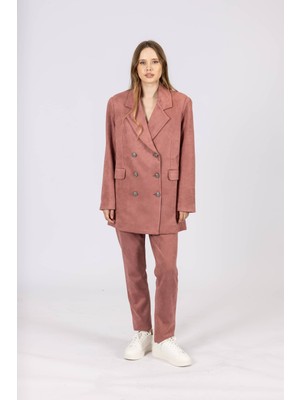 By Özlem Yazan Nubuk Blazer Ceket Havuç Pantolon Kadın Ikili Takım