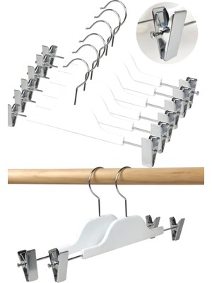 Binbirreyon Soft Touch Mandallı Etek Pantolon Askısı Yüksek Kalte 35CM Beyaz Renk 4 Adet DE070