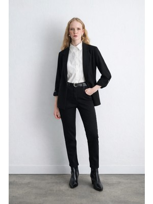 Gusto Rahat Kesim Sim Çizgili Ceket - Siyah