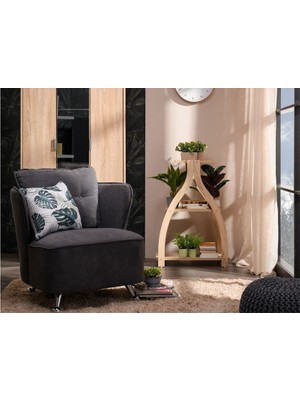 Kzy Mobilya Lucy Saksılık-Çiçeklik-Dekoratif Yan Sehpa-Atlantik Çam