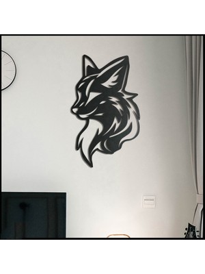 Kurt Figürlü Metal Duvar Dekoru – Modern Siyah Lazer Kesim Metal Tablo