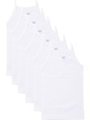 Tutku Kız Çocuk Ip Askılı Düz Atlet 6lı Pamuklu-Beyaz-7