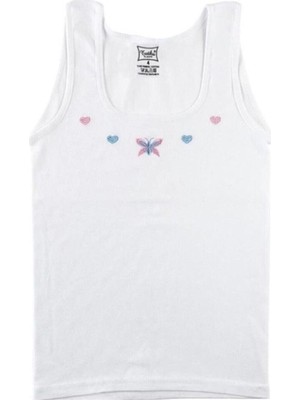 Tutku Kalın Askı Ribana Kız Çocuk Atlet 6'lı-Beyaz-2