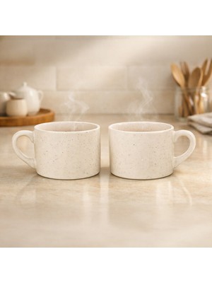 Evidea Kitchen Seramik 2'li Kupa - Krem - 110 ml