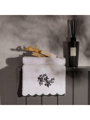 Evidea Soft French Cottage Onda El Havlusu - Ekru / Siyah - 30X50 cm