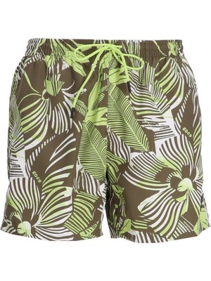 Boss Erkek Iki Yan Yırtmaçlı Cep Yaprak Desenli Kahverengi Mayo 50508844-311