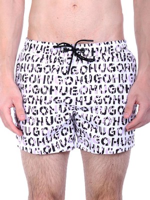 Erkek Hugo Yazı Desenli Kısa Boy Cepli Beyaz Mayo 50535412-553