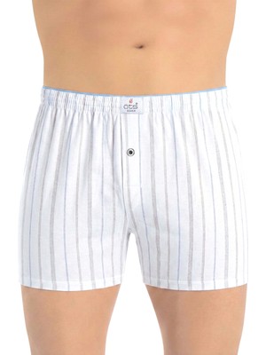 Öts Erkek Boxer Çizgili, Düğmeli (%100 Pamuk)