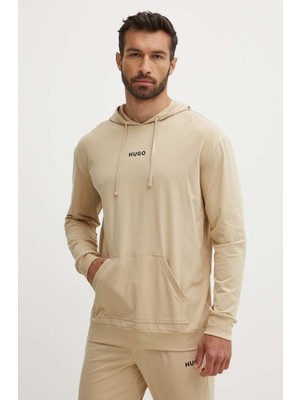Hugo Erkek Kapşonlu Yaka Regular Fit Pamuklu Uzun Kollu Krem Sweatshirt 50518693-281