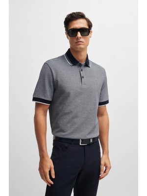 Boss Erkek Pamuklu Polo Yakalı Düğme Kapamalı Kısa Kollu Lacivert Polo Yaka T-Shirt 50521116-404