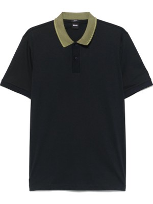 Boss Erkek Yaka Şeritli Merserize Pamuklu Slim Fit Kısa Kollu Yeşil Polo Yaka T-Shirt 50531791-405