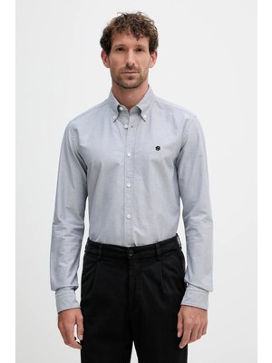 Boss Erkek Slim Fit %100 Pamuklu Logo Işlemeli Uzun Kollu Lacivert Gömlek 50544951-404