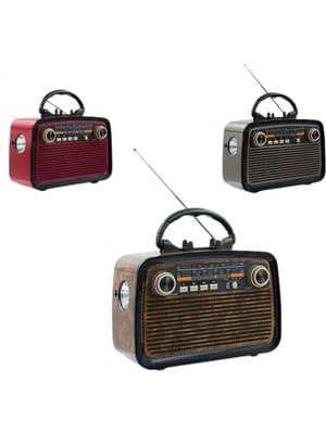 Bluetooth Hoparlör Ahşap Renk Vintage Işıklı Nostaljik Radyo Fm Ahşap Görünümlü - Lisinya