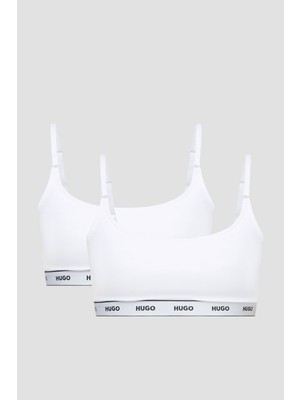 Hugo Kadın Marka Logolu Askılı Spor Giyim Günlük Beyaz Spor Sütyen 50469659-100