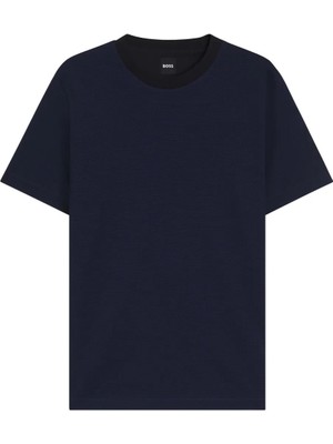 Boss Erkek Kısa Kol Bisiklet Yaka Pamuklu Düz Lacivert T-Shirt 50543884-404