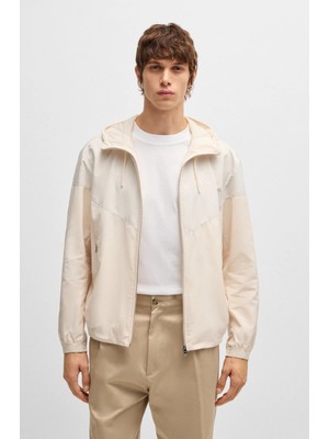 Boss Erkek Kapüşonlu Yaka Uzun Kollu Fermuarlı Ekru Ceket 50520027-131